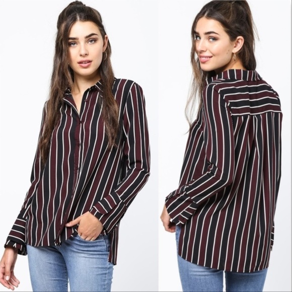 Tops - STRIPED BUTTON DOWN TOP